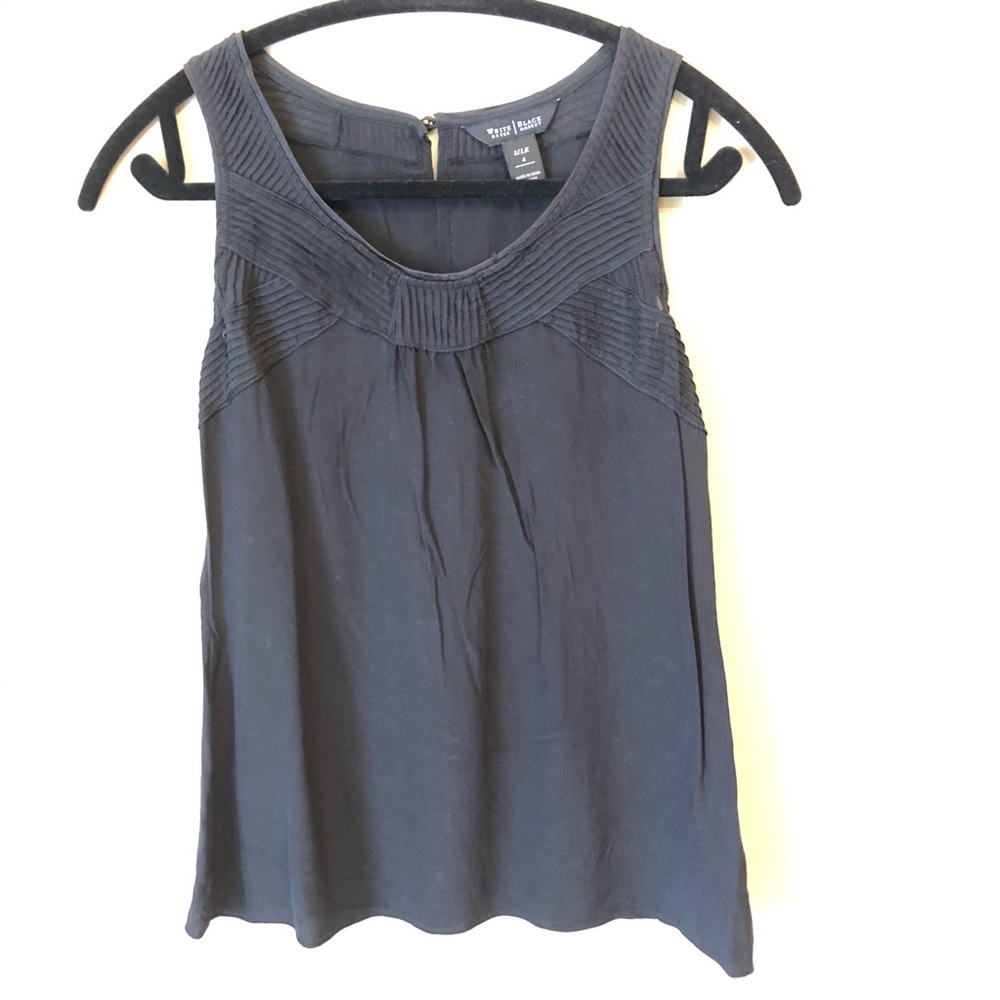 WHBM silk black top details